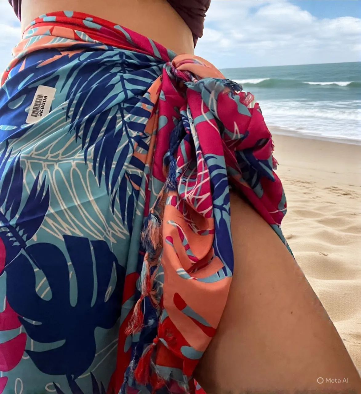 Canga de Praia estampada com franjas - Foto 2