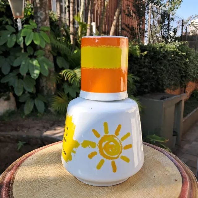 Moringa Porcelana com Copo - Tema Sol e Inspiração Artística Pablo Picasso - Foto 2