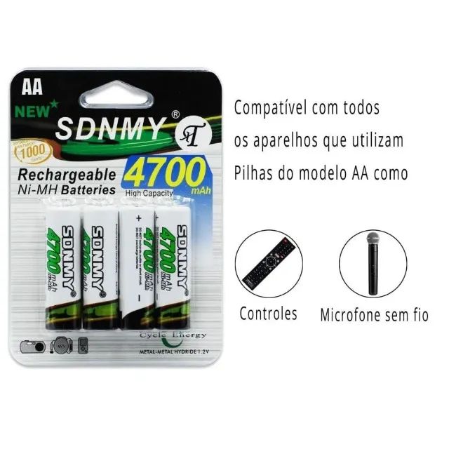Kit 4 Pilha Recarregável Songpus - 4700mah - Foto 5