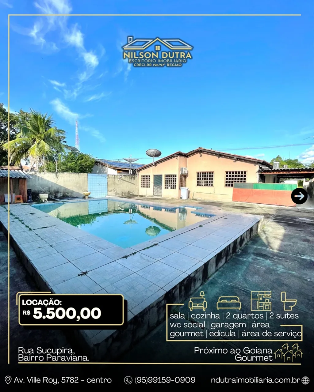 Casa disponível para locação na rua Sucupira, Paraviana