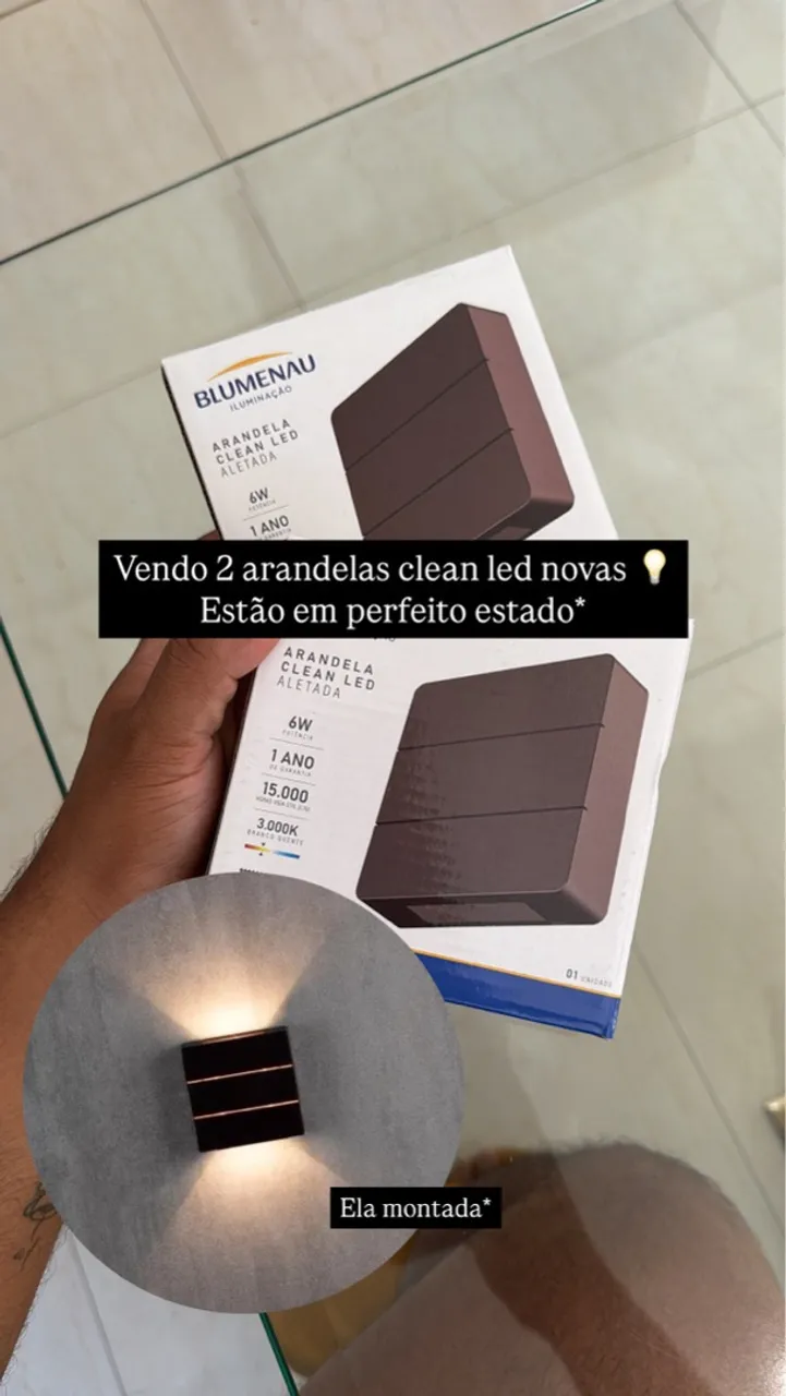 2 Arandelas Clean LED Aletada 6W
