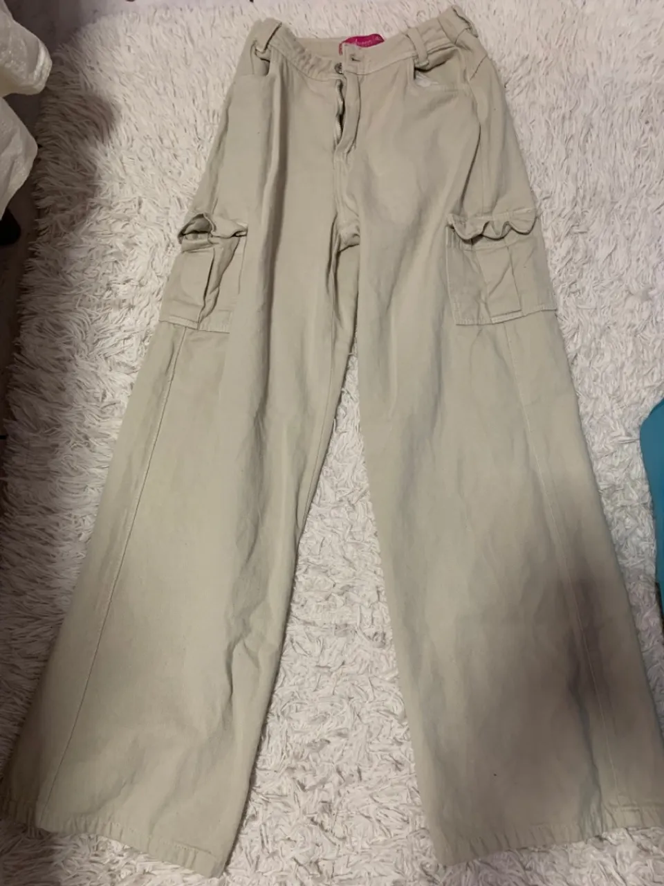 Calça Cargo Bege Wide Leg