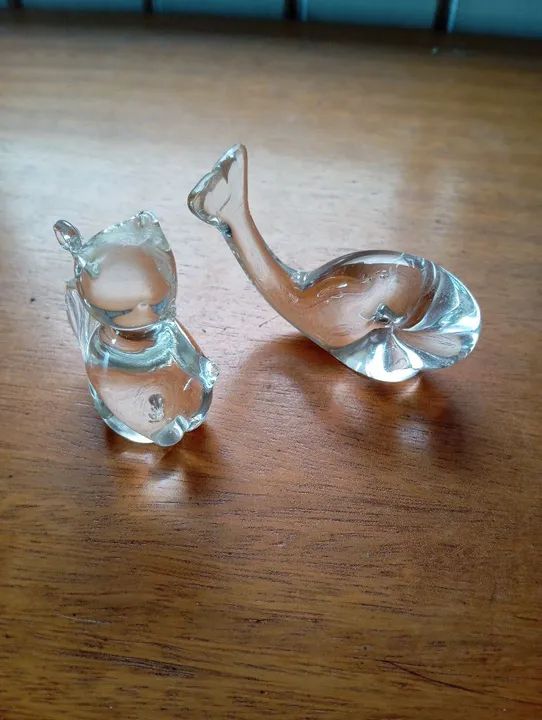 Par de figuras de vidro transparente - Foto 2