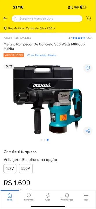 Martelo Rompedor de Concreto Makita M8600b 900W
