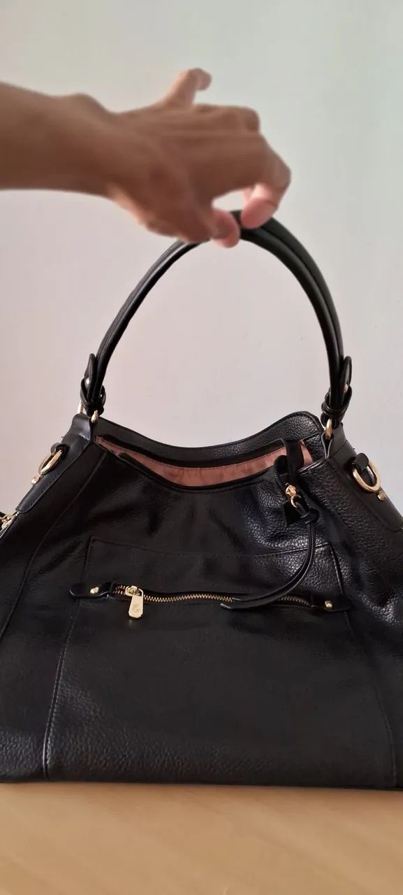Bolsa de couro sintético (Pavão de ouro)