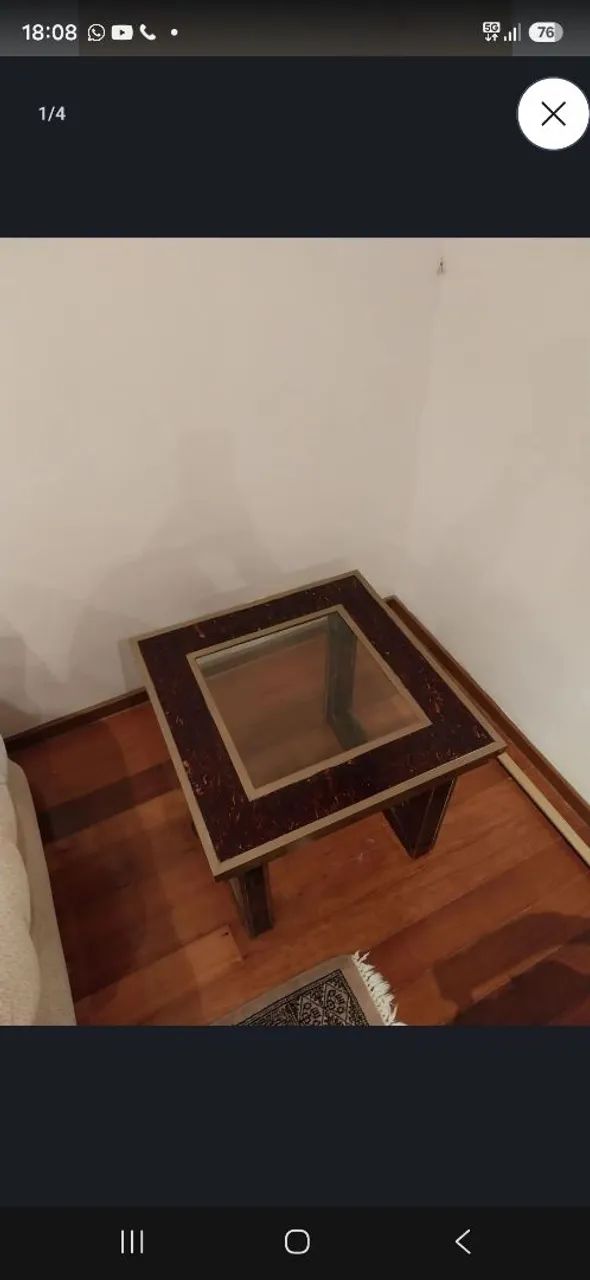 Conjunto de mesa de centro e mesinhas (de vidro e madeira - Foto 5