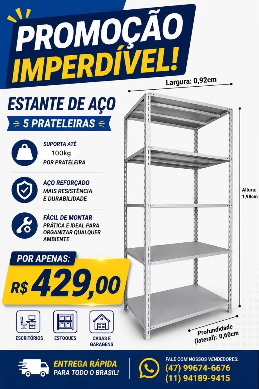 Estante de aço reforçada 