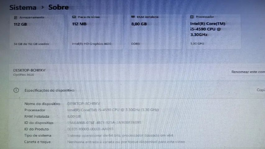 CPU Dell 3020 Optplex Core i5 4ª Geração 4590 3.30GHz 8GB RAM e SSD 120 GB - Foto 4