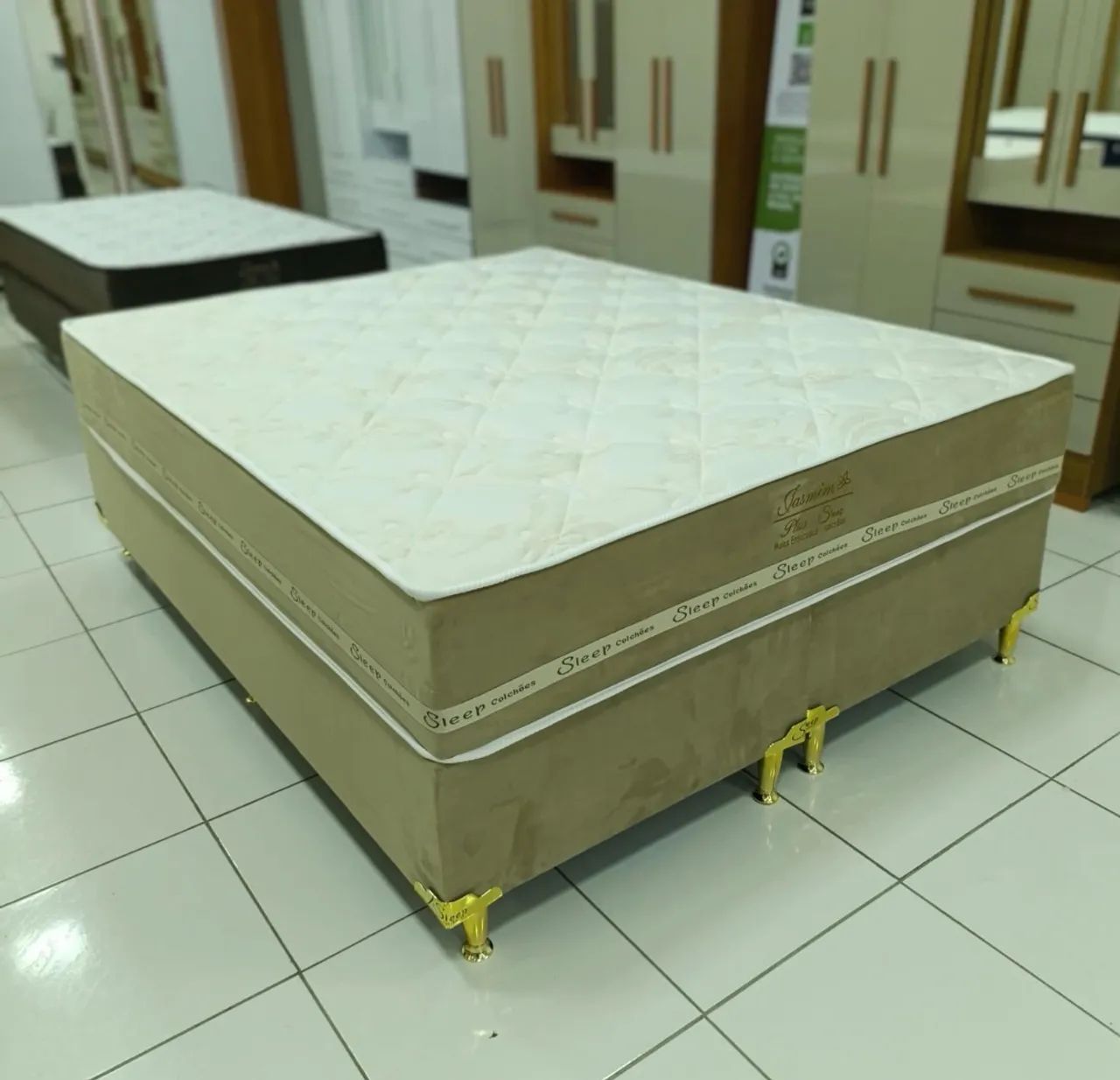 Cama Box Queen Jasmin Plus, base + colchão com molas ensacadas - Entrega imediata; - Foto 2