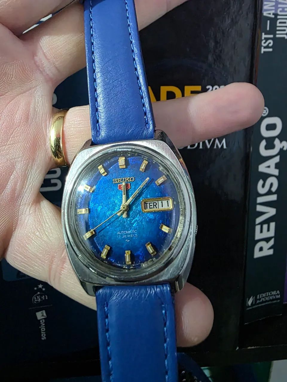 Seiko 5 Vintage Azul texturizado * - Acessórios - Wenceslau Braz