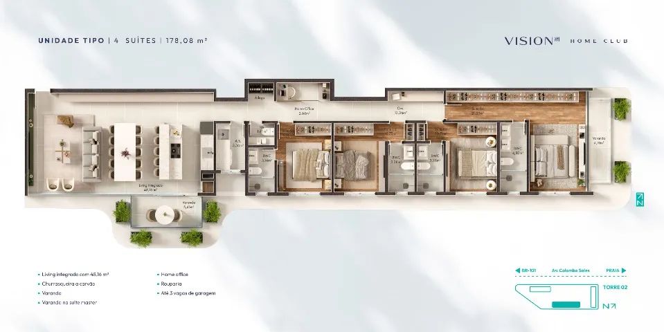 Apartamento 4 suítes 170m² Vision - VivaPark - Foto 5