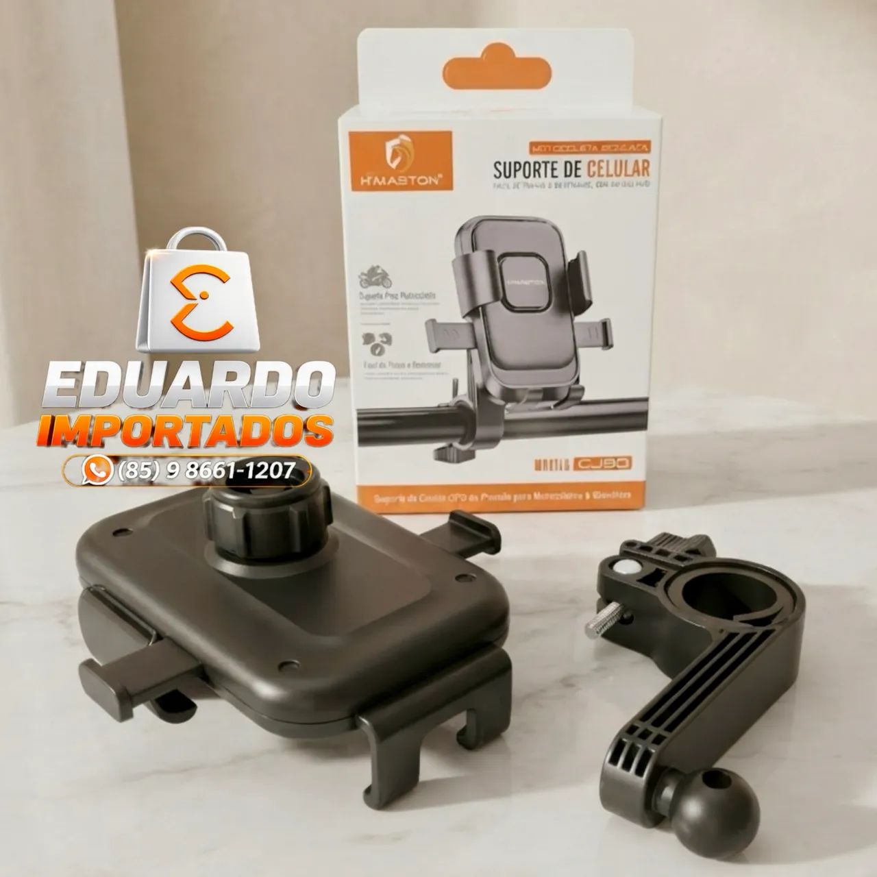 Suporte Guidão de Pressão p/ Celular, Moto ou Bike / Bicicleta 360 Anti vibração 
