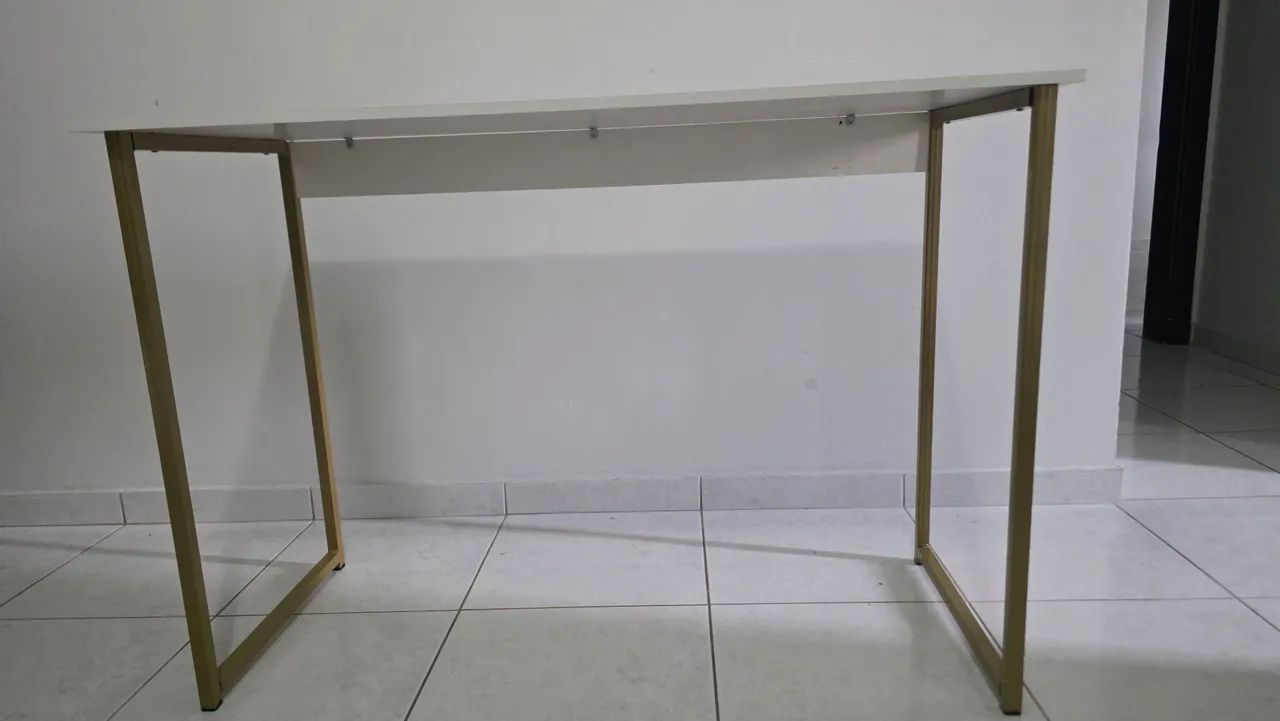Escrivaninha Industrial 110cm Dourado/Off-White - Foto 3
