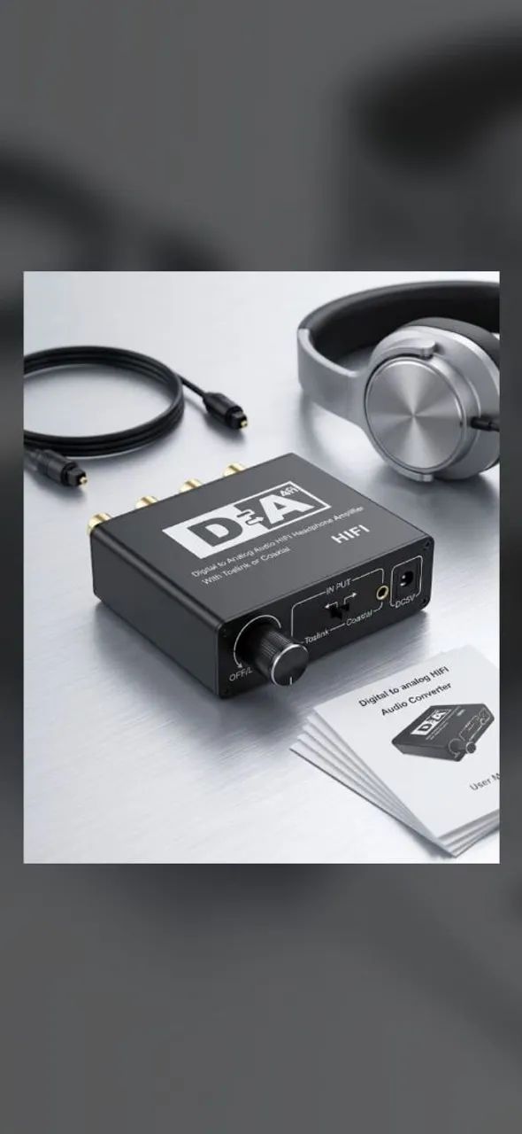 Conversor de Áudio Digital para Analógico DAC HiFi com Amplificador de Fone