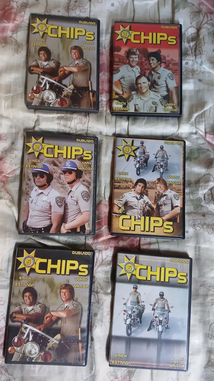 Dvds coleção seriado "Chips"; 6 dvds ,12 epsódeos.
