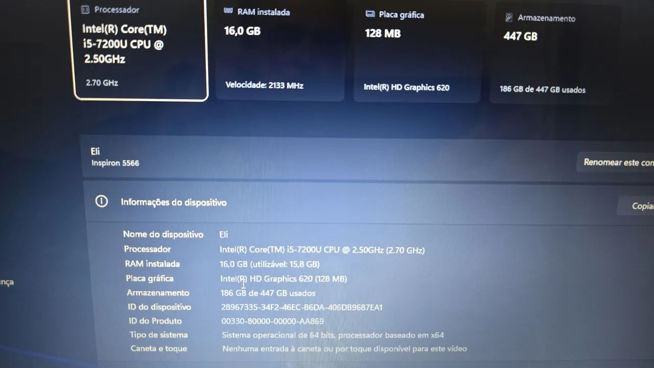 Notebook Dell I5