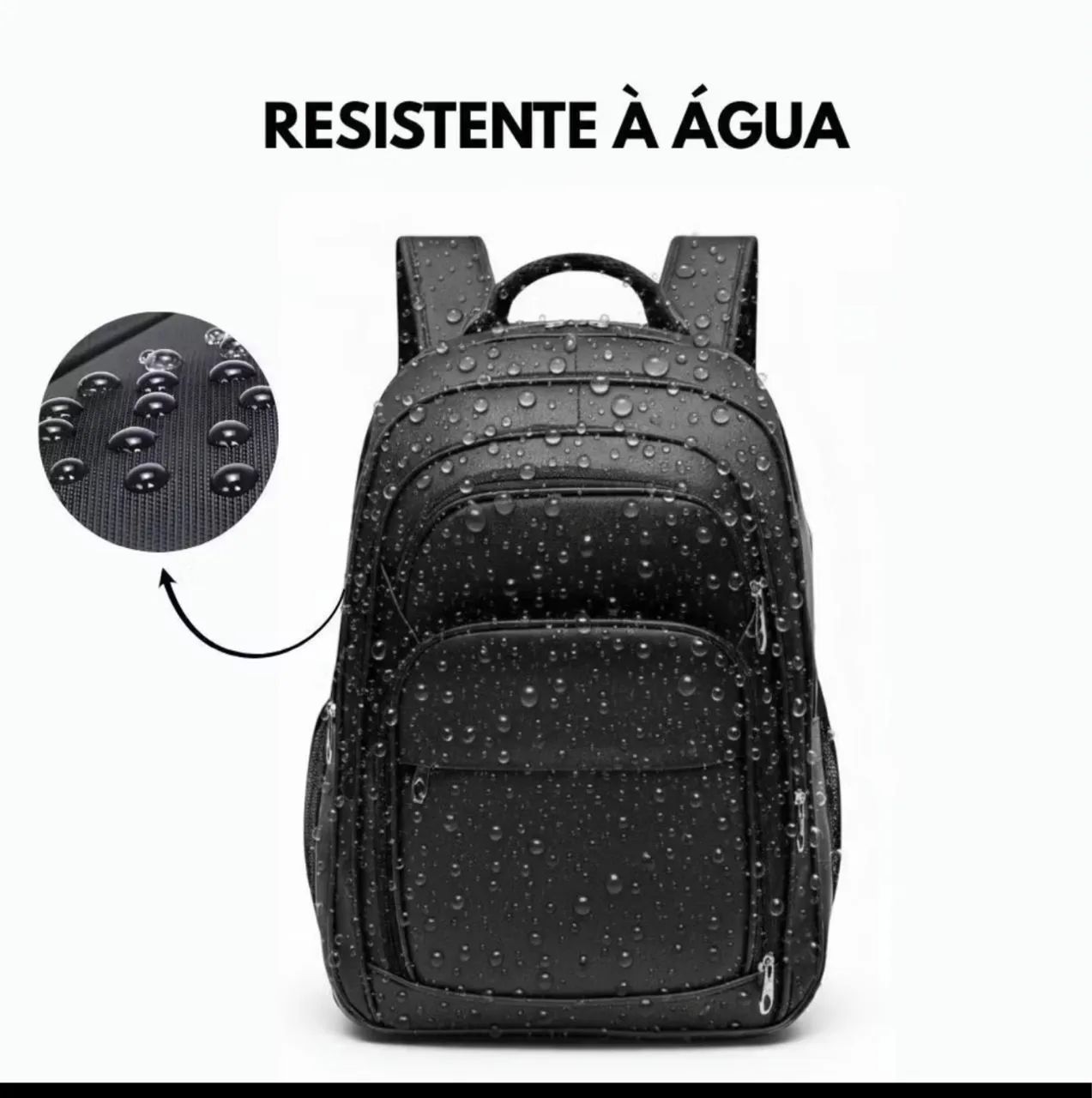 Mochila de Couro média Preta, com  Bolso para Notebook  - Foto 3