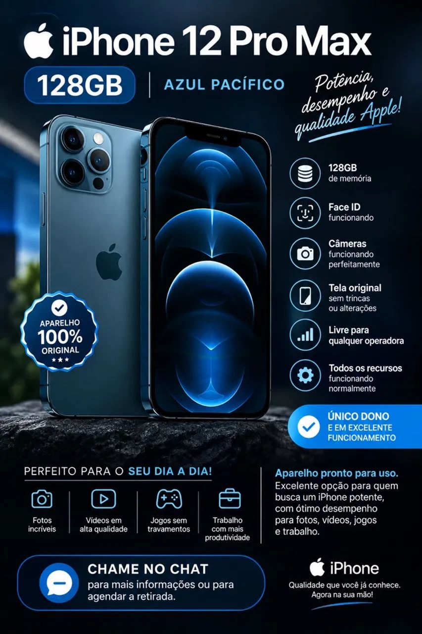 iPhone 12 Pro Max 128GB - Azul Pacífico - Foto 4