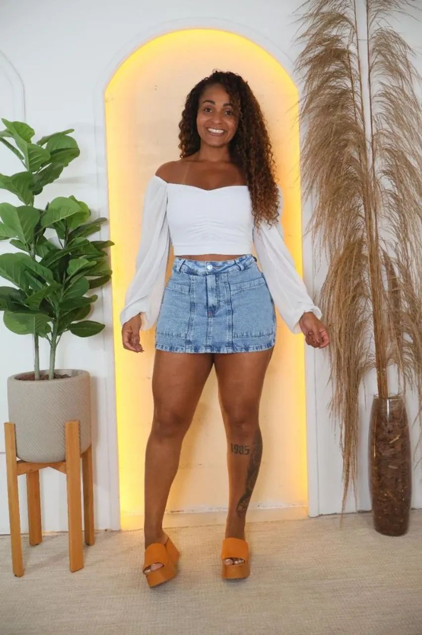 Saia jeans 100% - Foto 4