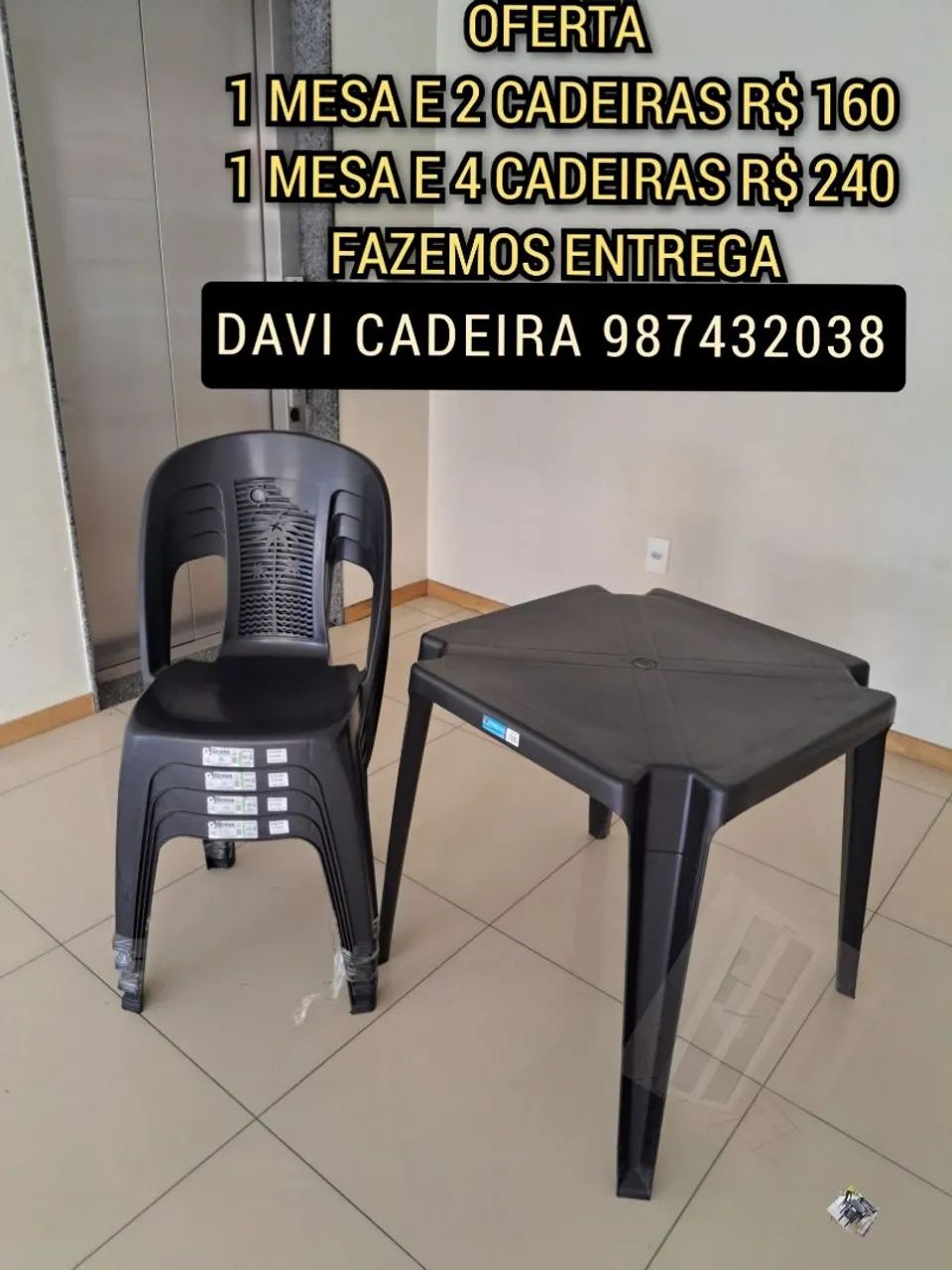 MESA MAIS CADEIRA DE PLASTICO D ENTREGO H HOJE