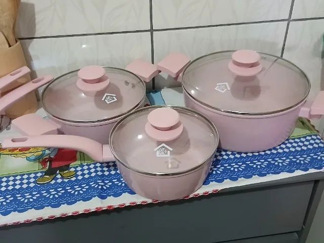 Kit panelas de indução rosa - Foto 2