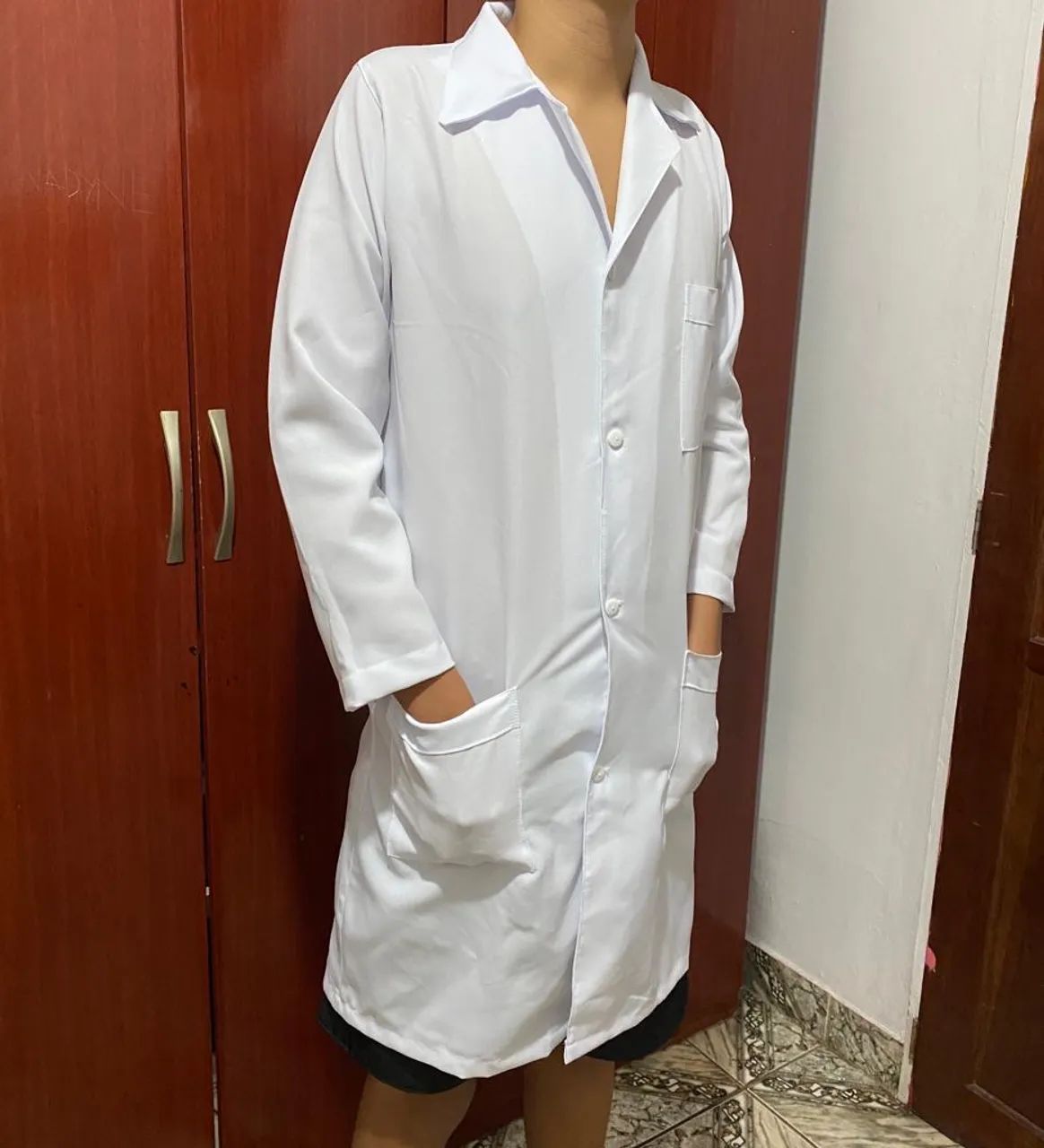 Jaleco Branco Masculino Oxford Tamanho M - Foto 3