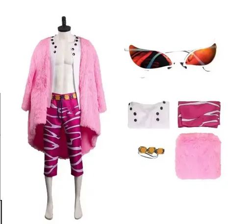 Cosplay Doflamingo One Piece Fantasia Completa com Wig Peruca