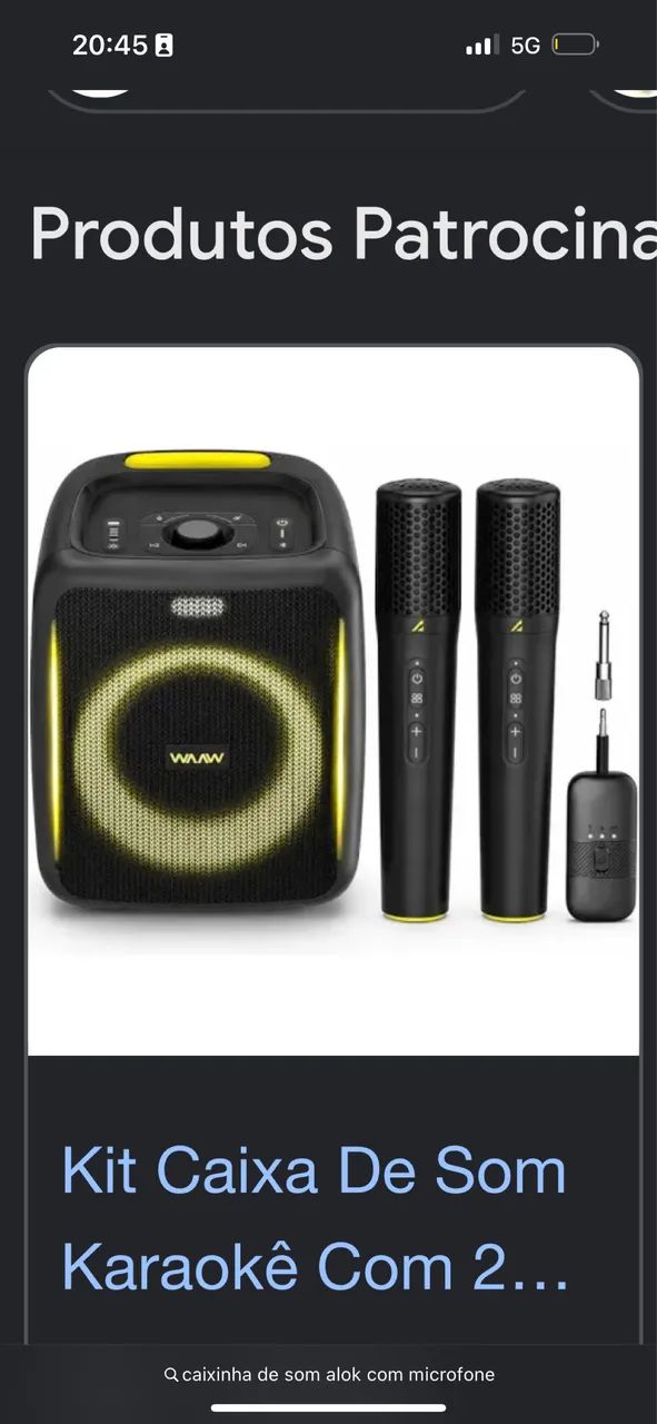 Caixa de som com microfone 