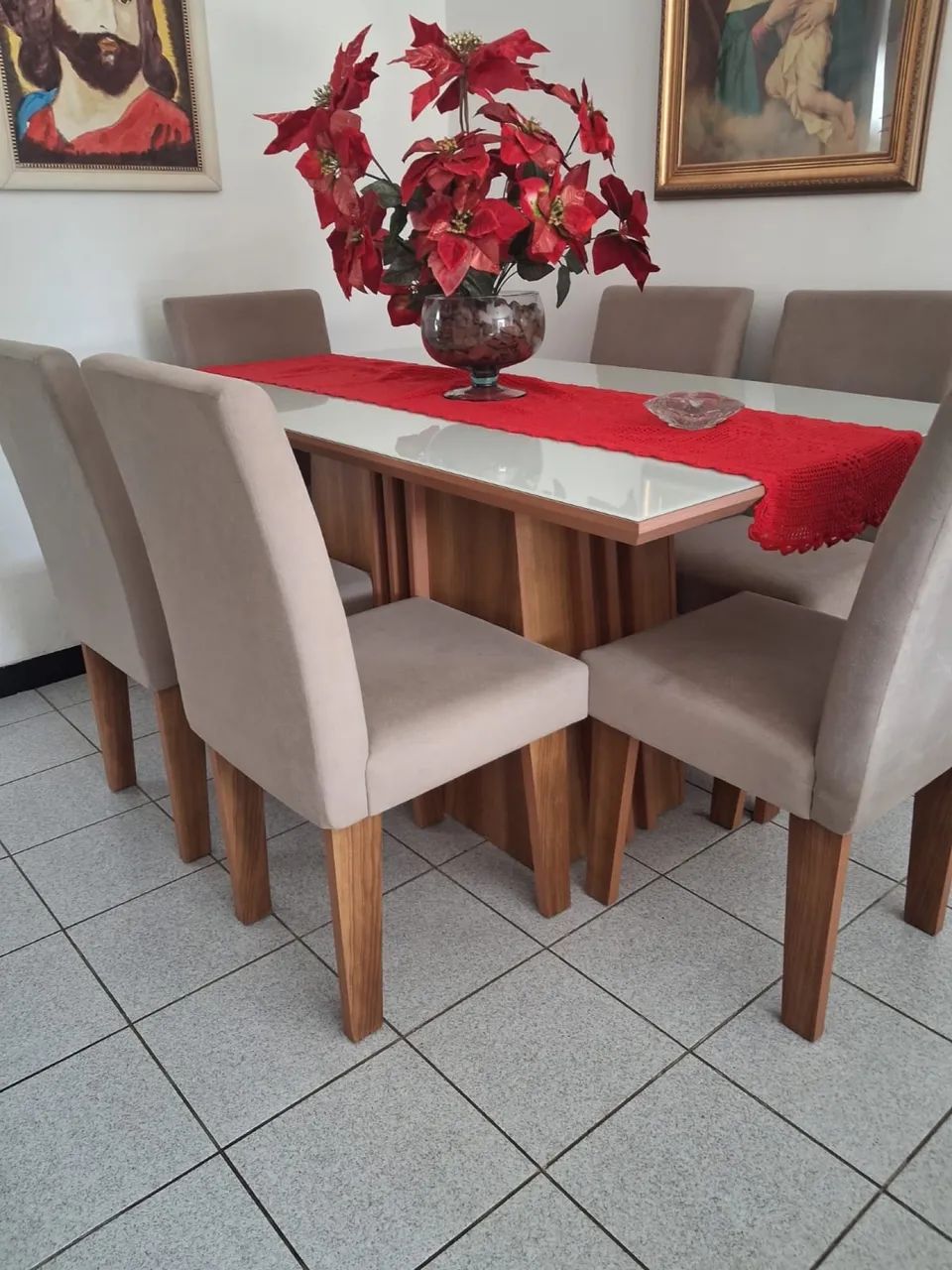 Mesa de jantar de vidro com 6 cadeiras  - Foto 2