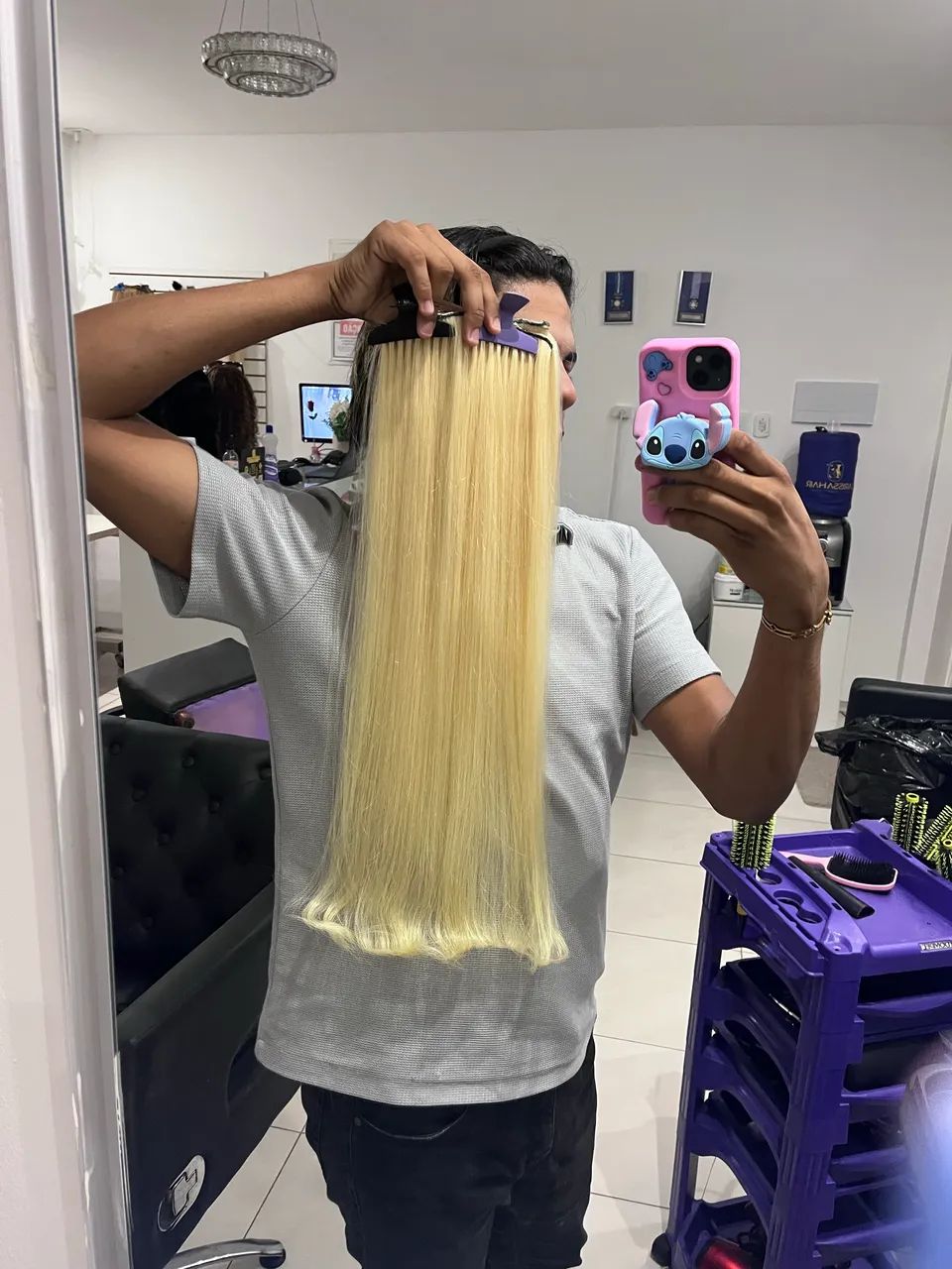 Cabelo 100% humano loiro 70cm - Foto 4