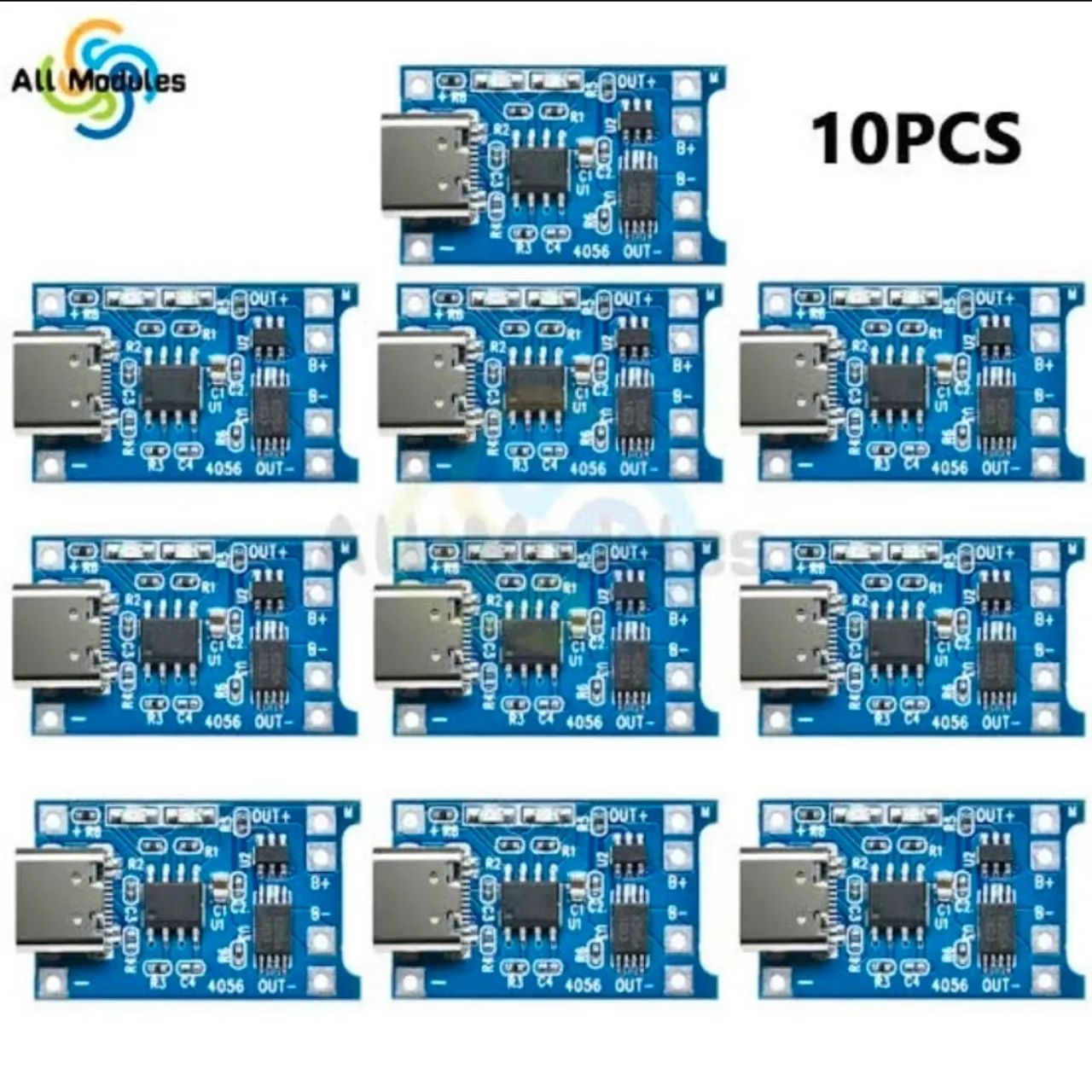 10 unidades TP4056 USB C módulo bateria de litio