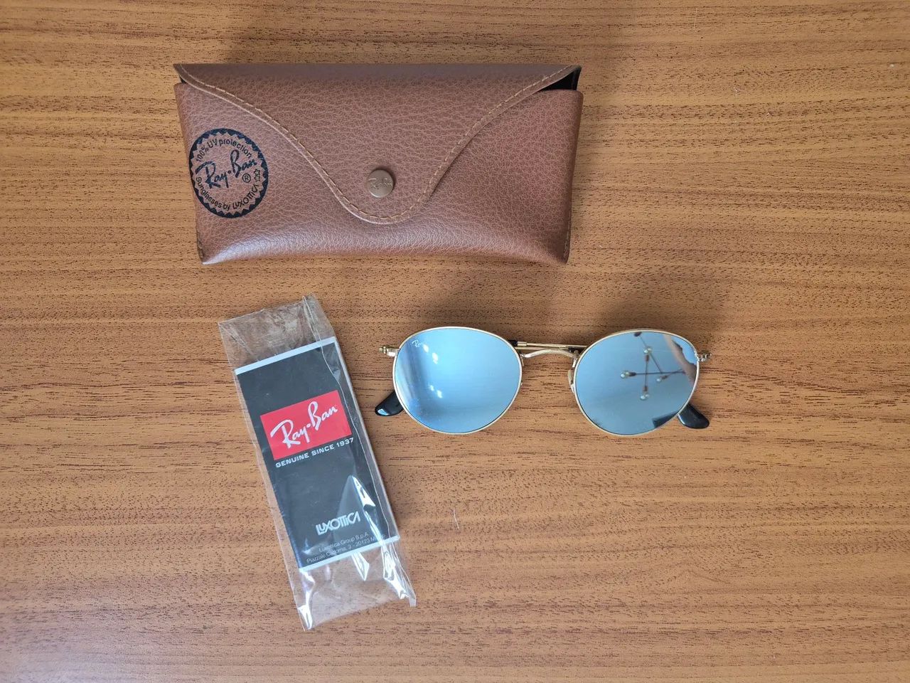Óculos Ray Ban modelo 2251, dourado, espelhado. Produto original - Foto 2