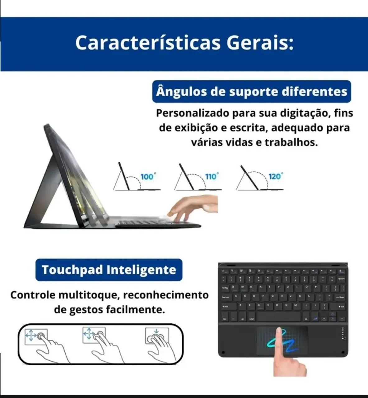 Capa Com Teclado E Touchpad Para Galaxy Tab S9+ /s9 Fe+ 12,4 + um mouse incluso  - Foto 3