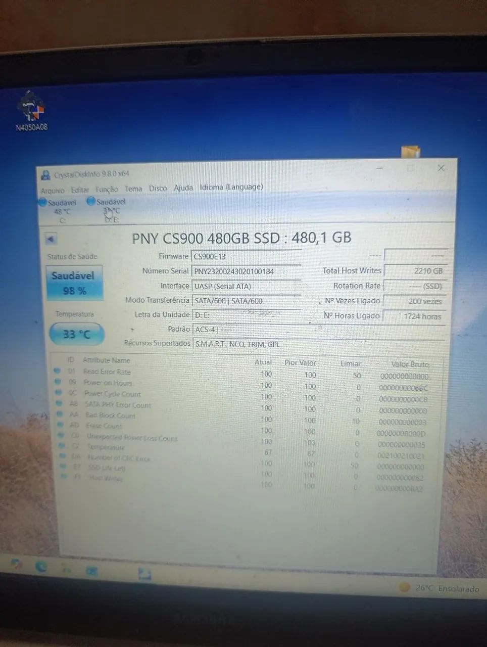 SSD de 480 giga saudável  - Foto 2