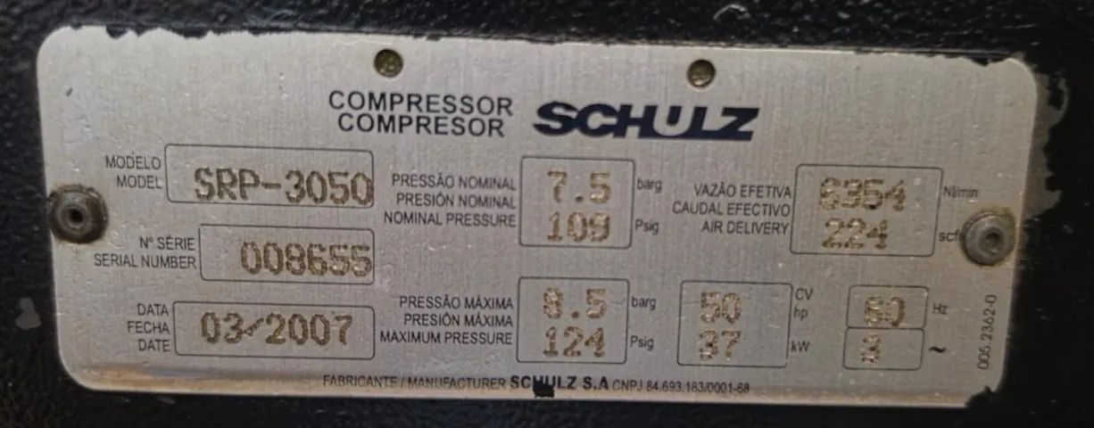 COMPRESSOR PARAFUSO SCHULZ SRP 3050 - Foto 5