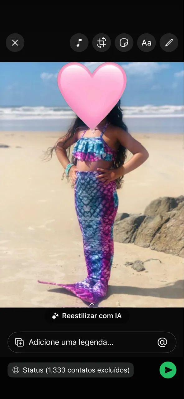 Cauda de sereia infantil com top - Foto 4