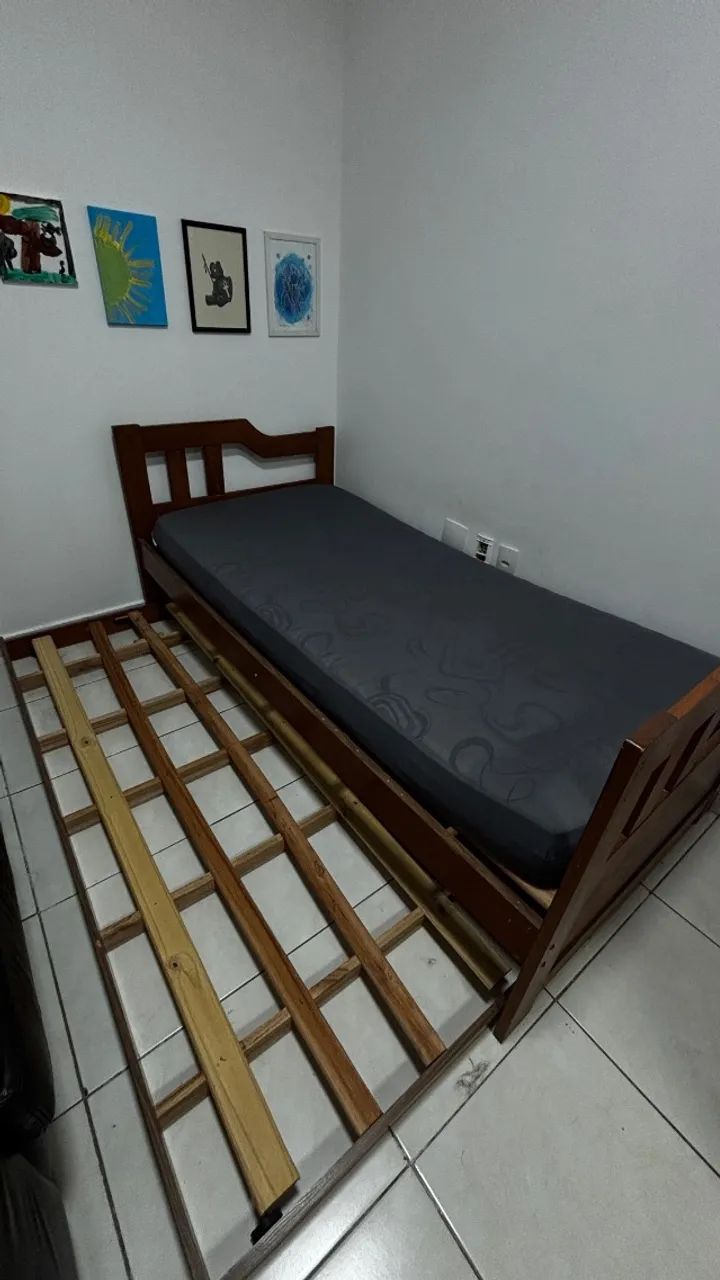 Bicama Madeira solteiro - Colchão gratis