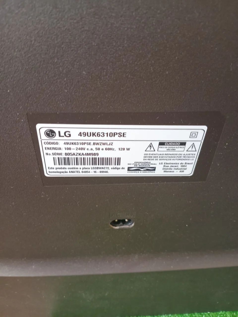 TV LG 49UK6310.PSE com defeito sem imagem com áudio 
