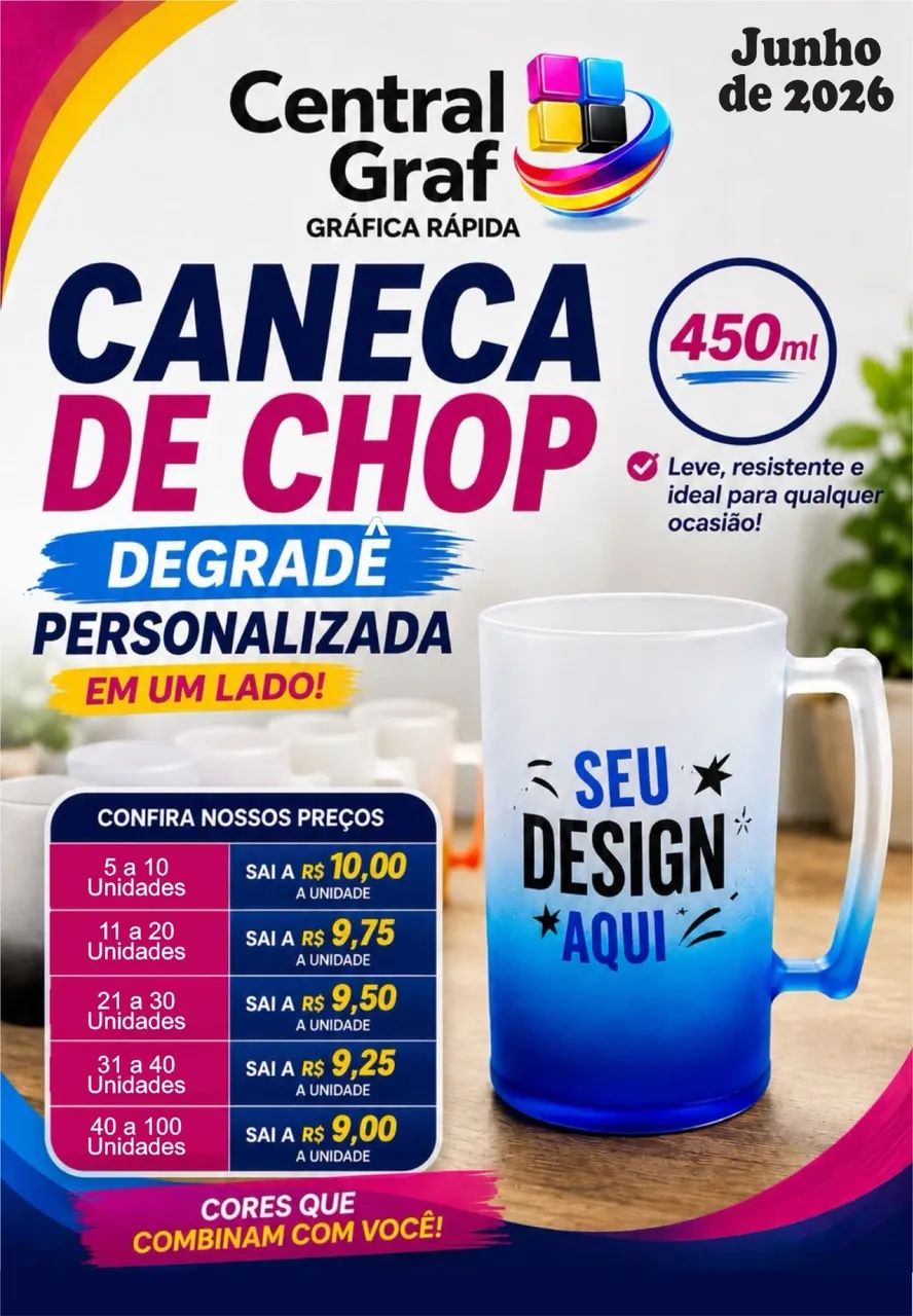 Gráfica rápida e copos personalizados