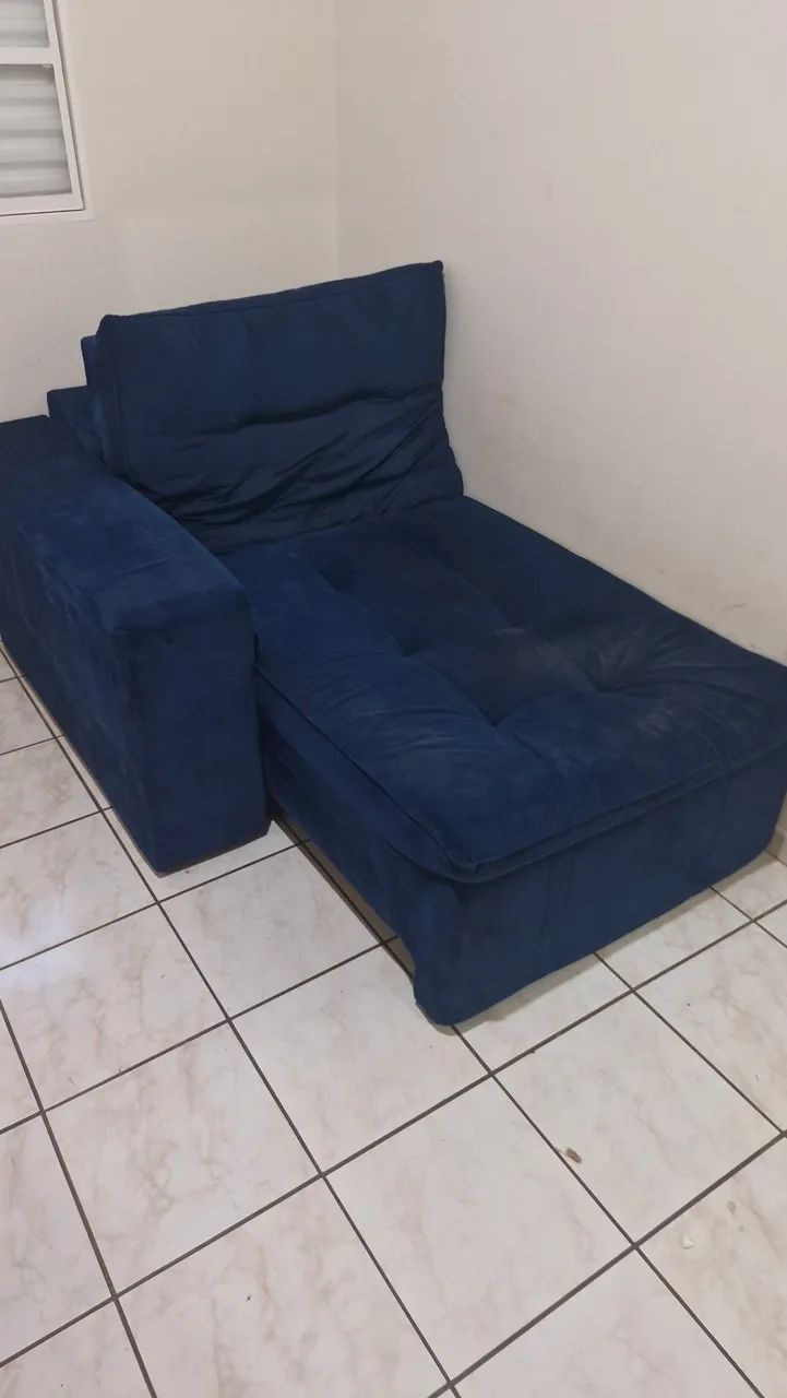 Sofá regulável azul usado 1 lado somente 