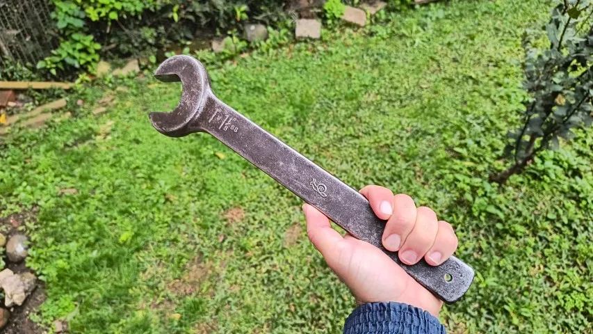 Chave de boca Industrial Antiga Snail Made in England 1 1/8 BS Vintage - Foto 2