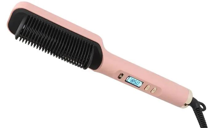 Escova Alisadora Elétrica Digital Rosa Nova - Prática e Rápida - Foto 4