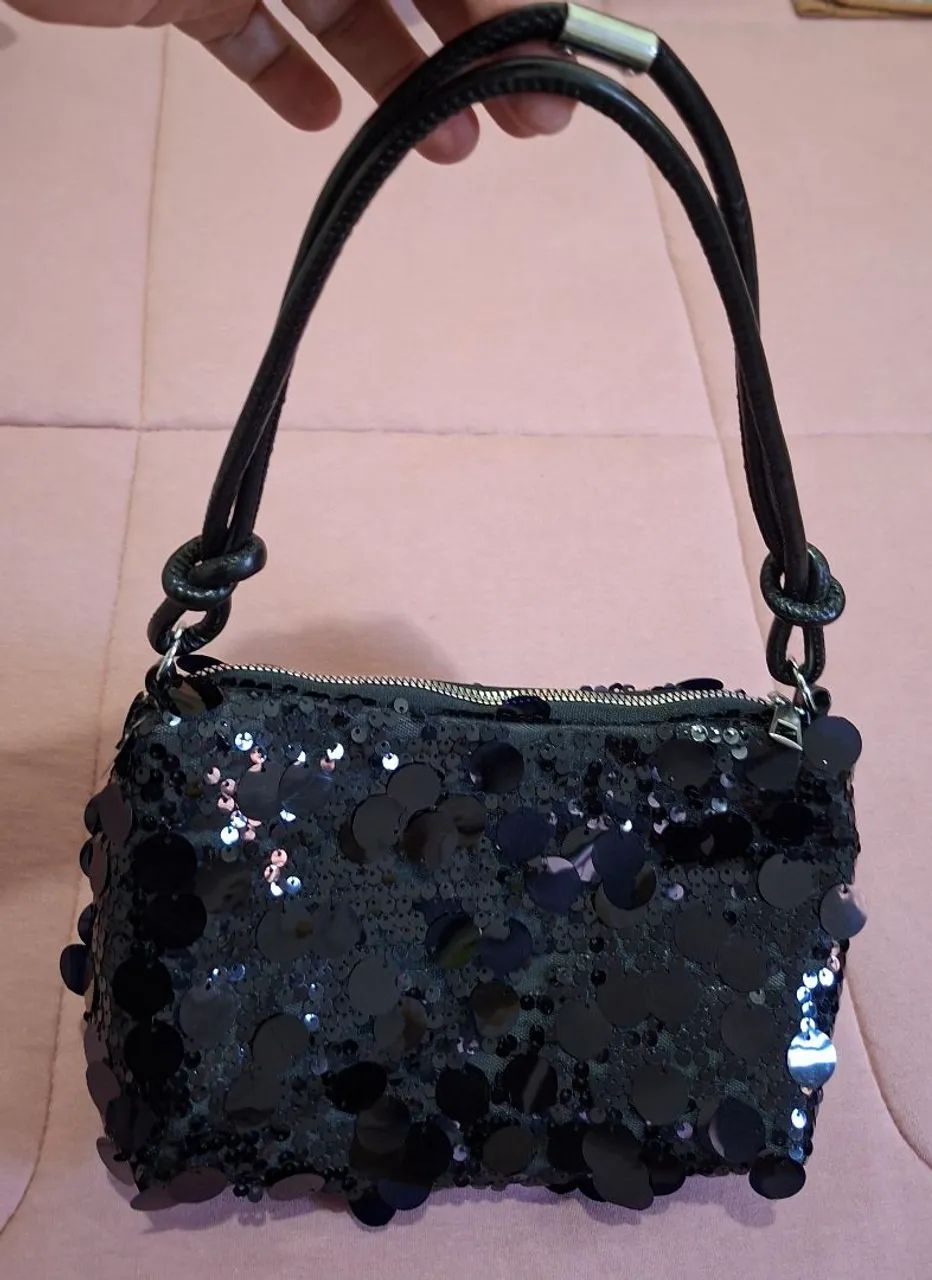 Bolsa de lantejoulas preta nova