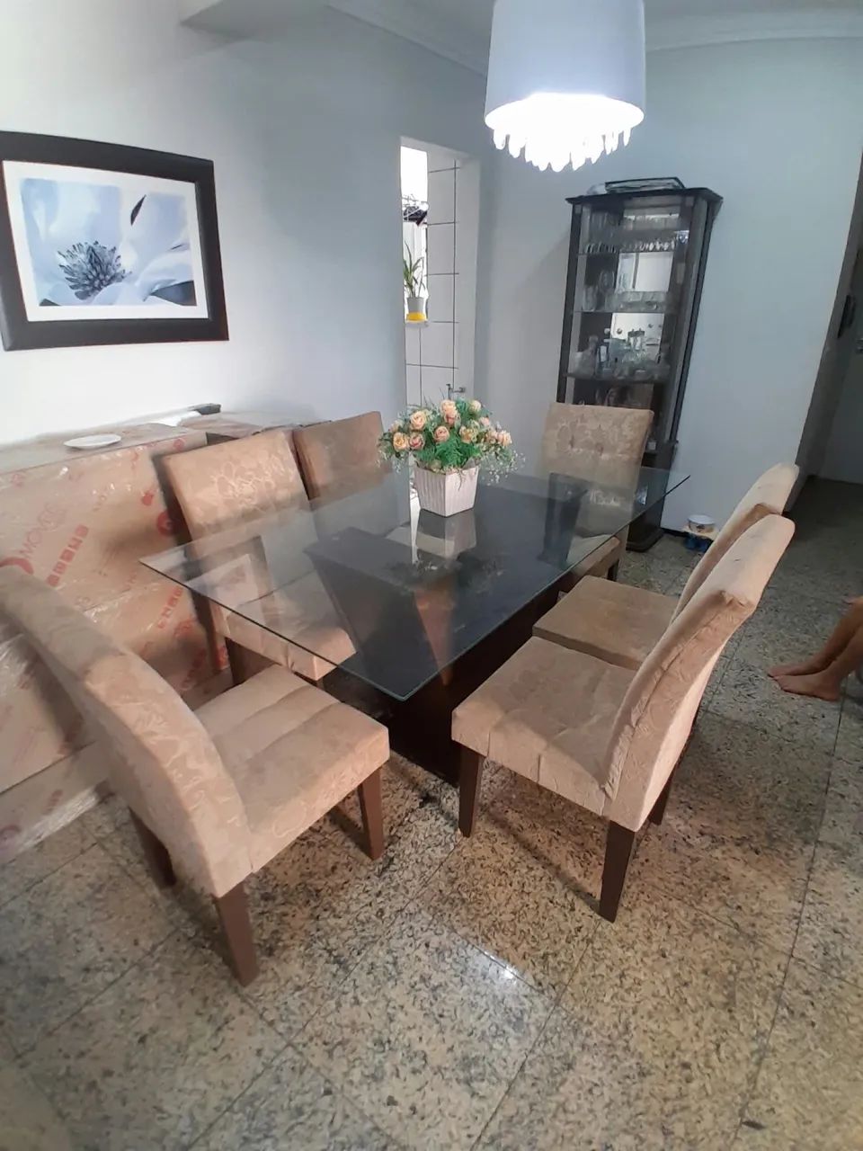 Mesa de jantar de vidro