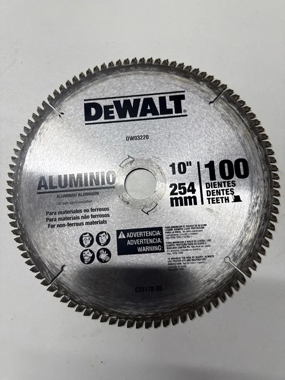 Disco de serra Dewalt aluminio 10 polegadas 100 dentes