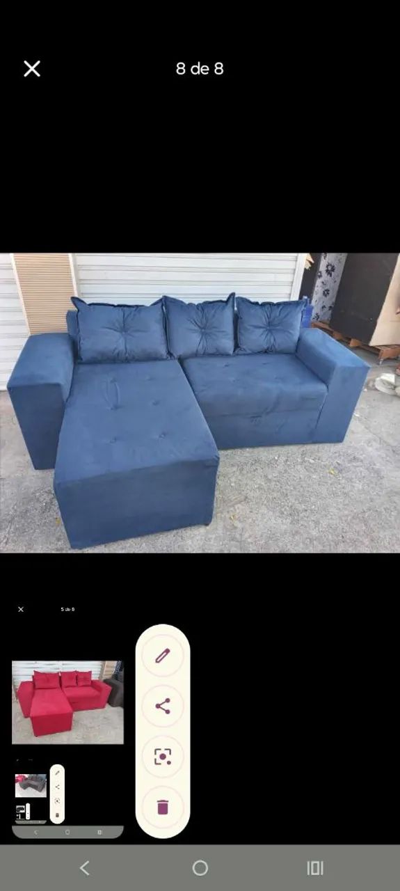Sofá Chaise  Tecido Suede diversas cores<br>Sofá com Chaise Florença Tecido Suede 2 - Foto 2