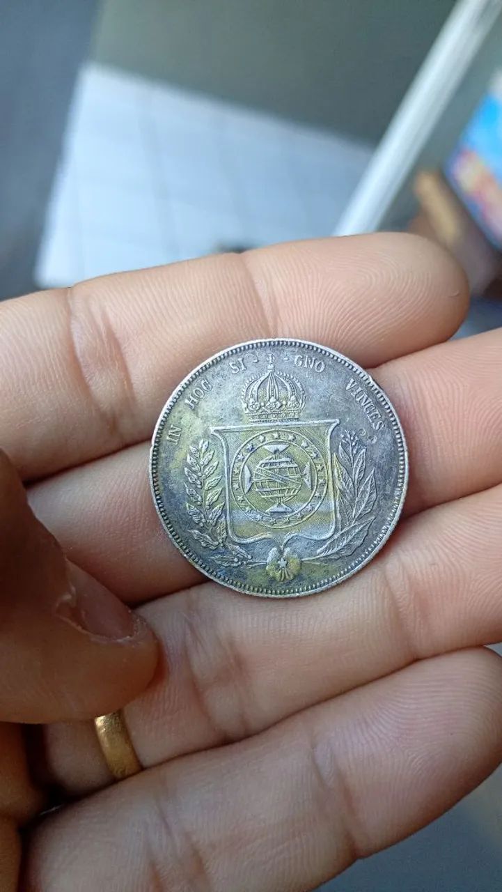 Moeda de prata Mil reis 1857  - Foto 5