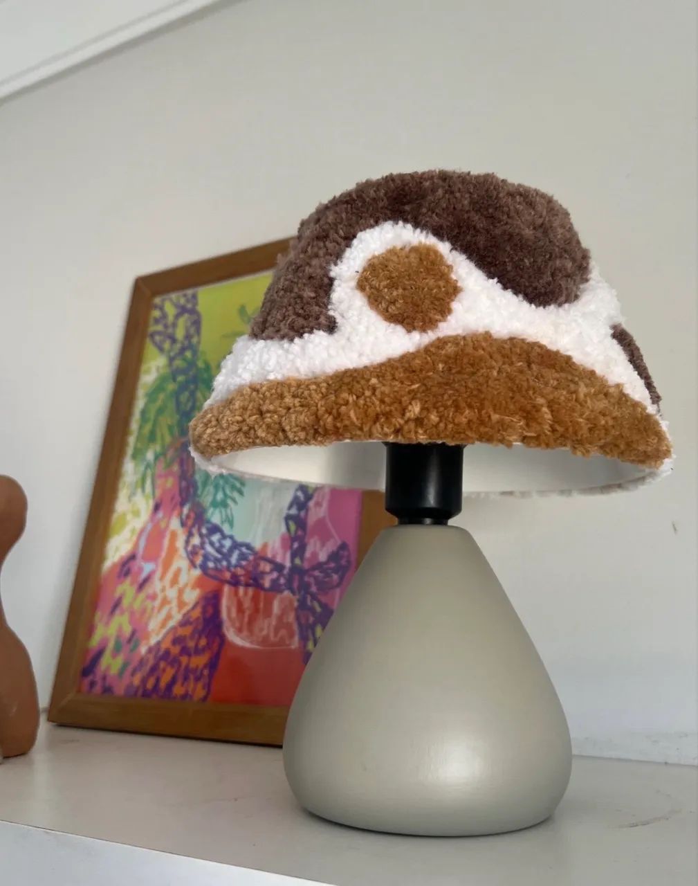 Abajur de cerâmica com cúpula bordada  - Foto 3