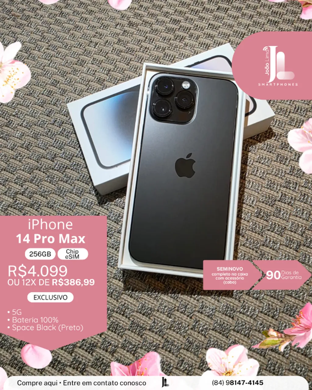 IPHONE 14 PRO MAX, 5G, 512GB, CHIP FÍSICO, SILVER, BAT 100