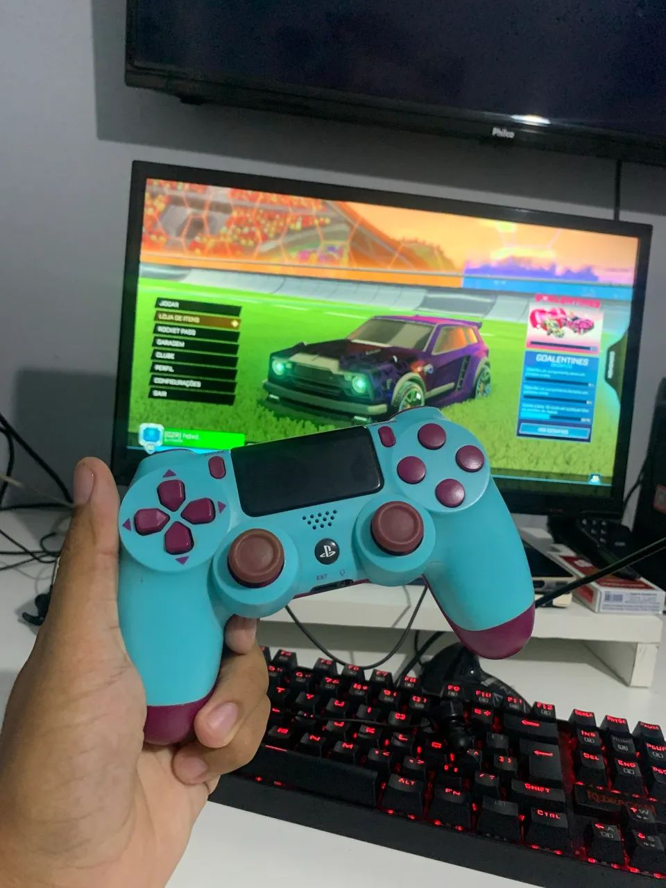 Pc Gamer acompanha controle de ps4 roxo - Foto 2